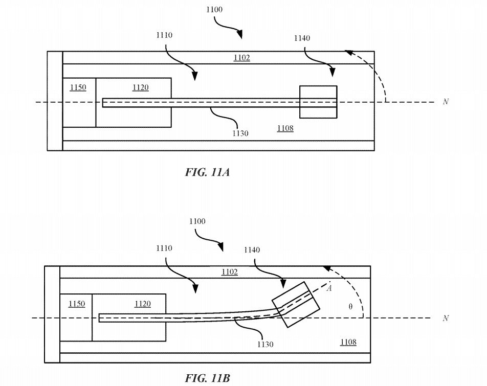 A piezoelectric beam and weight could produce vibrations or weight shifts within an Apple Pencil.