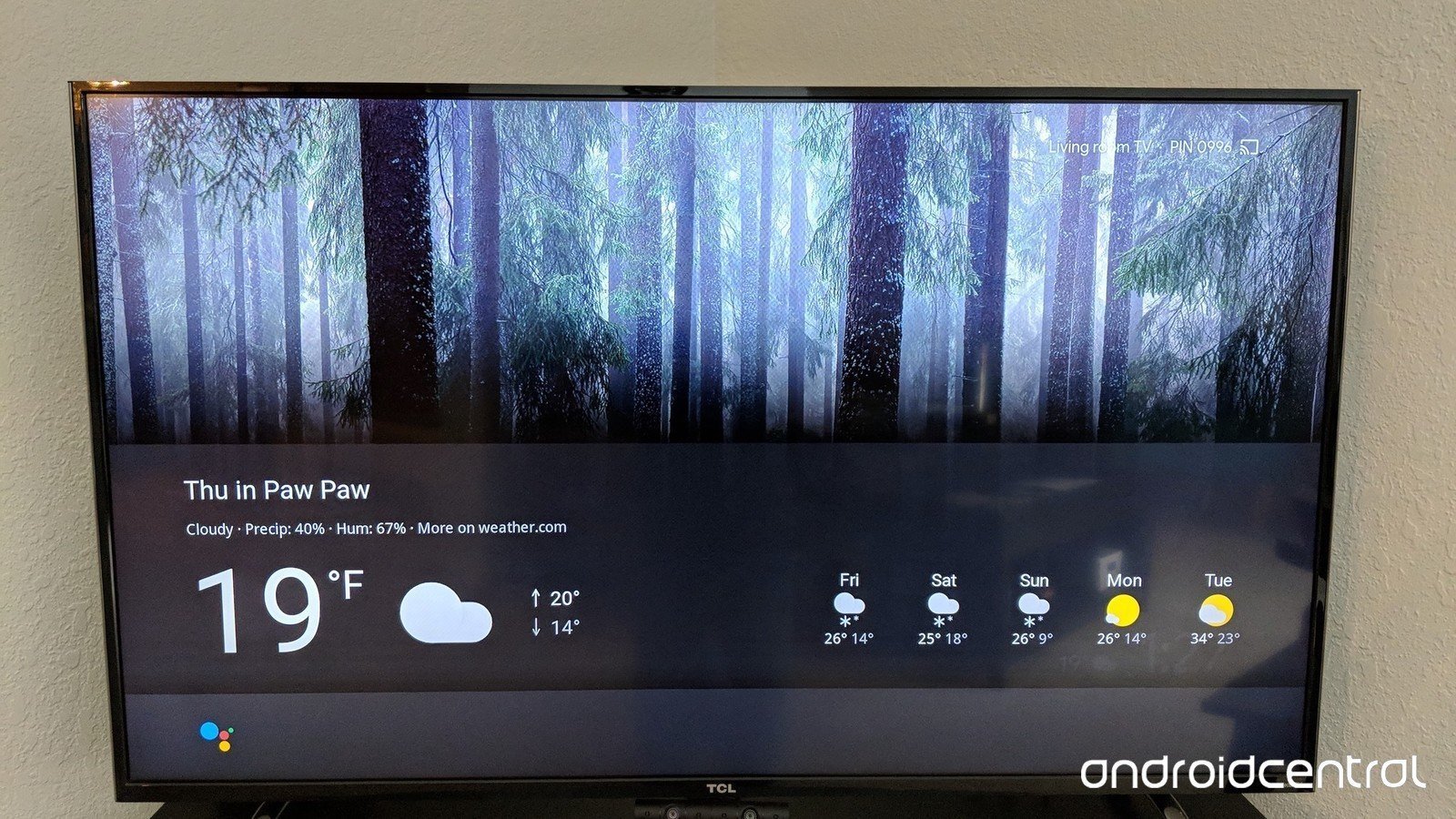 Google Assistant UI on a TV