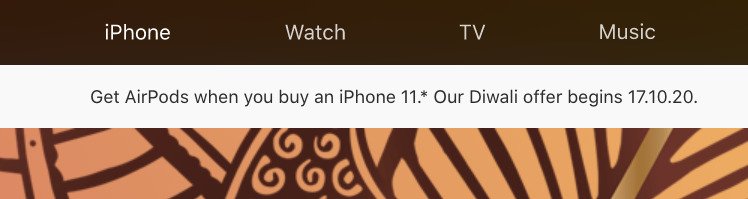 A notice on Apple's website for India advising of the offer.