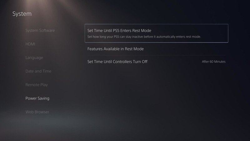 Ps5 System Menu Rest Mode