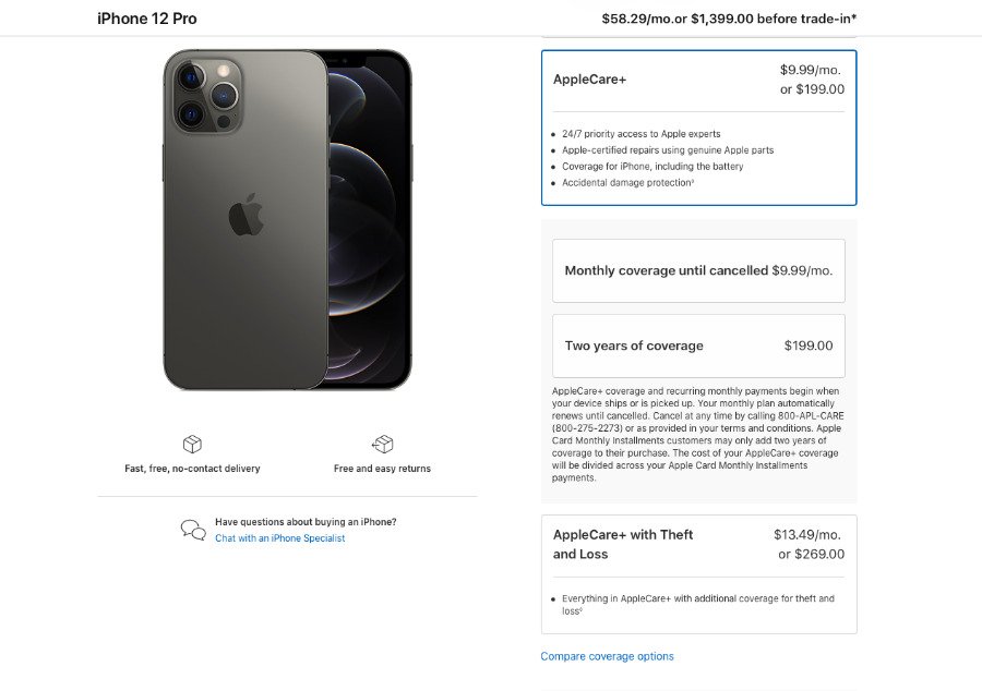 You can buy AppleCare+ at the same time as your iPhone