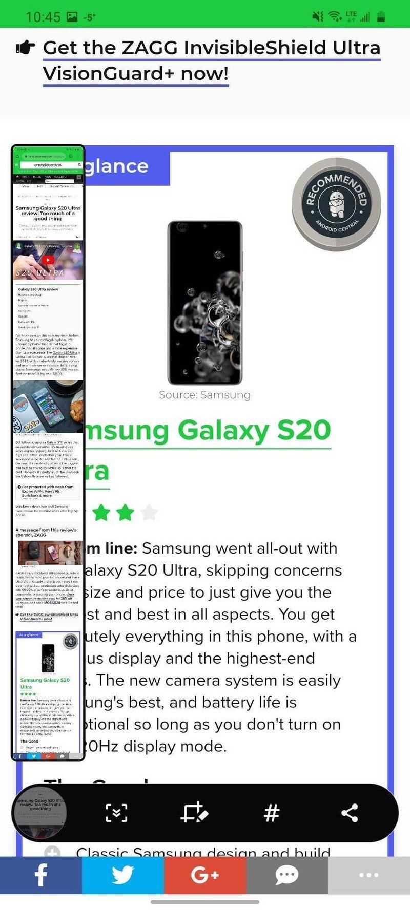 Galaxy S20 Scrolling Screenshot