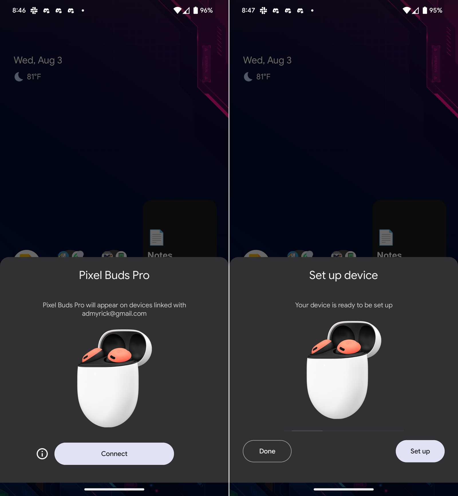 Set up Pixel Buds Pro on Pixel 6 Pro Fast Pair prompts