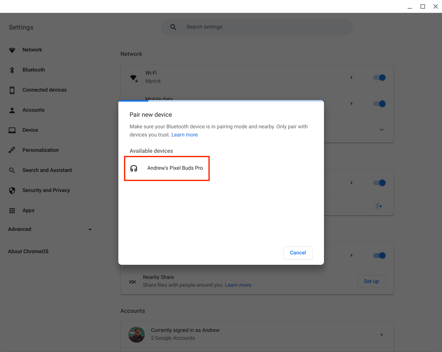 Pair Pixel Buds Pro with Chromebook