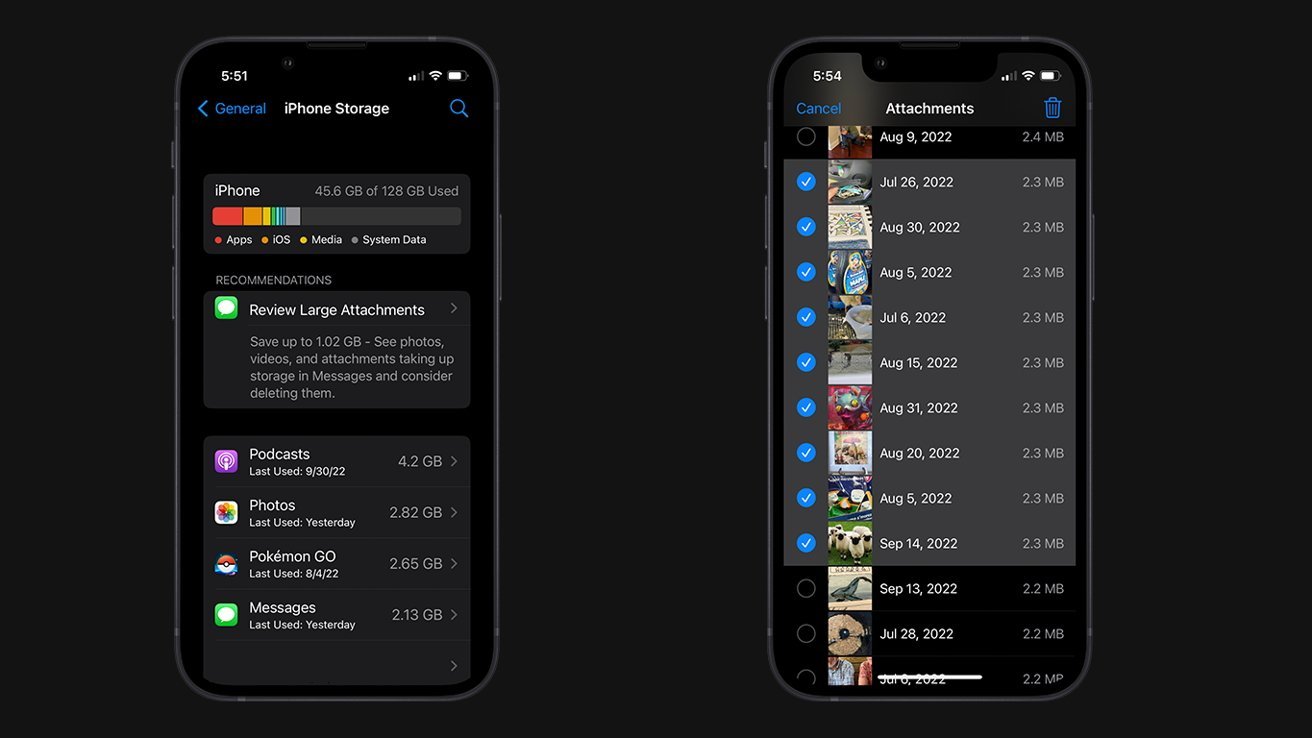 How to delete large attachments in Messages