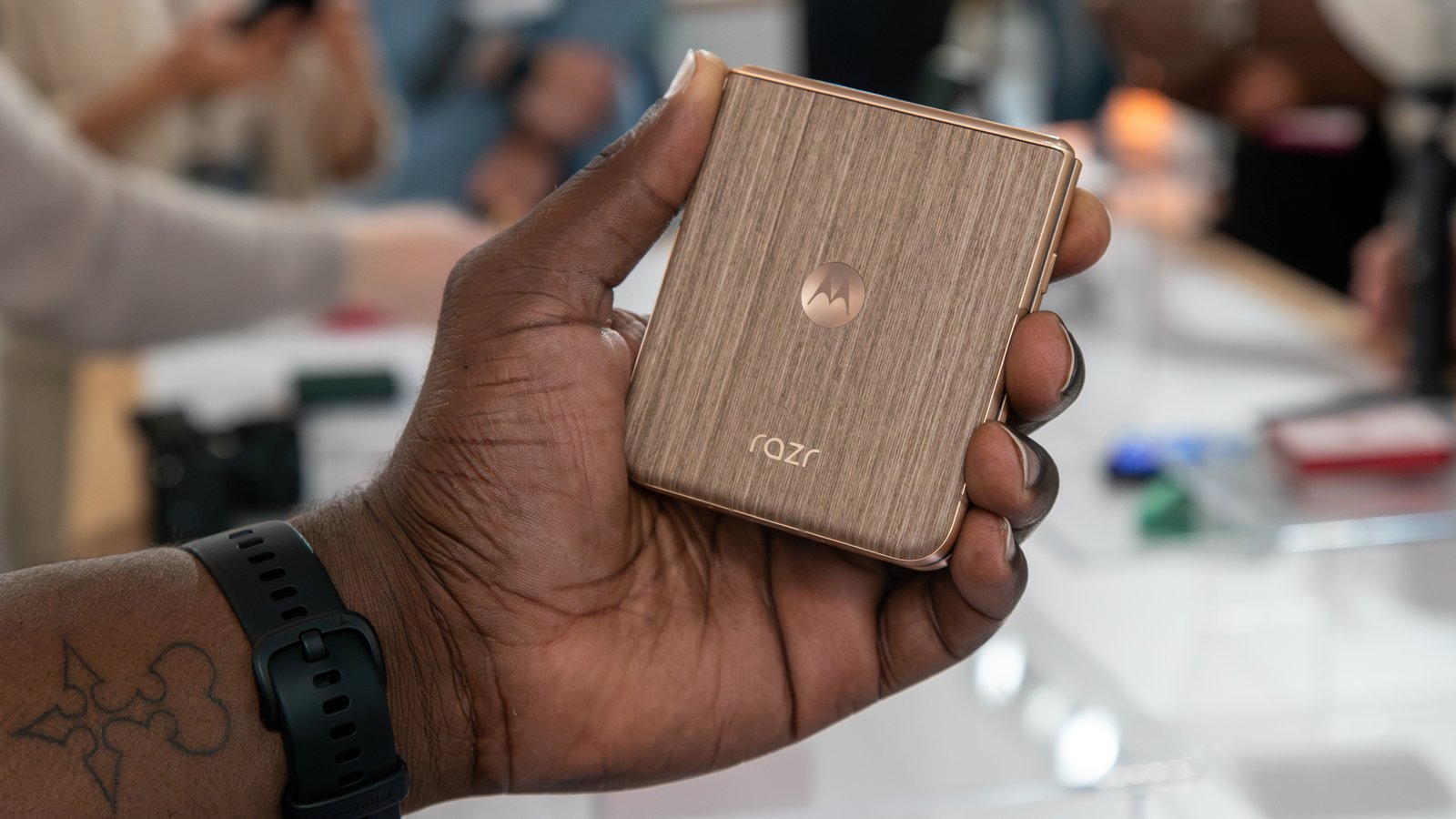 Holding the Razr Ultra 2025 in hand