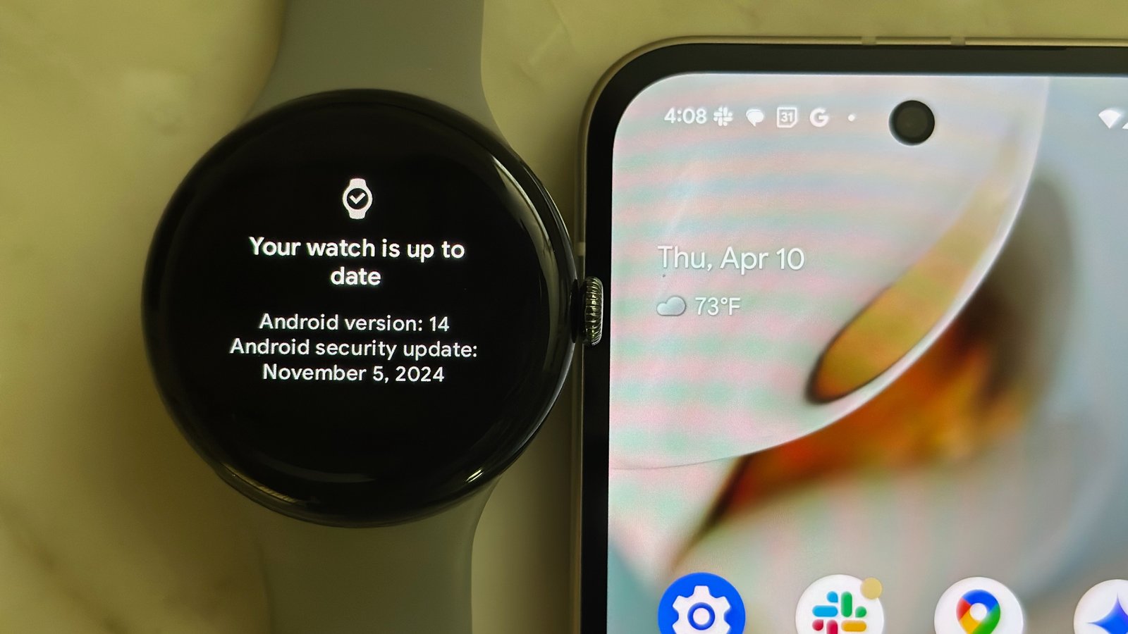 The Google Pixel Watch 3 showing