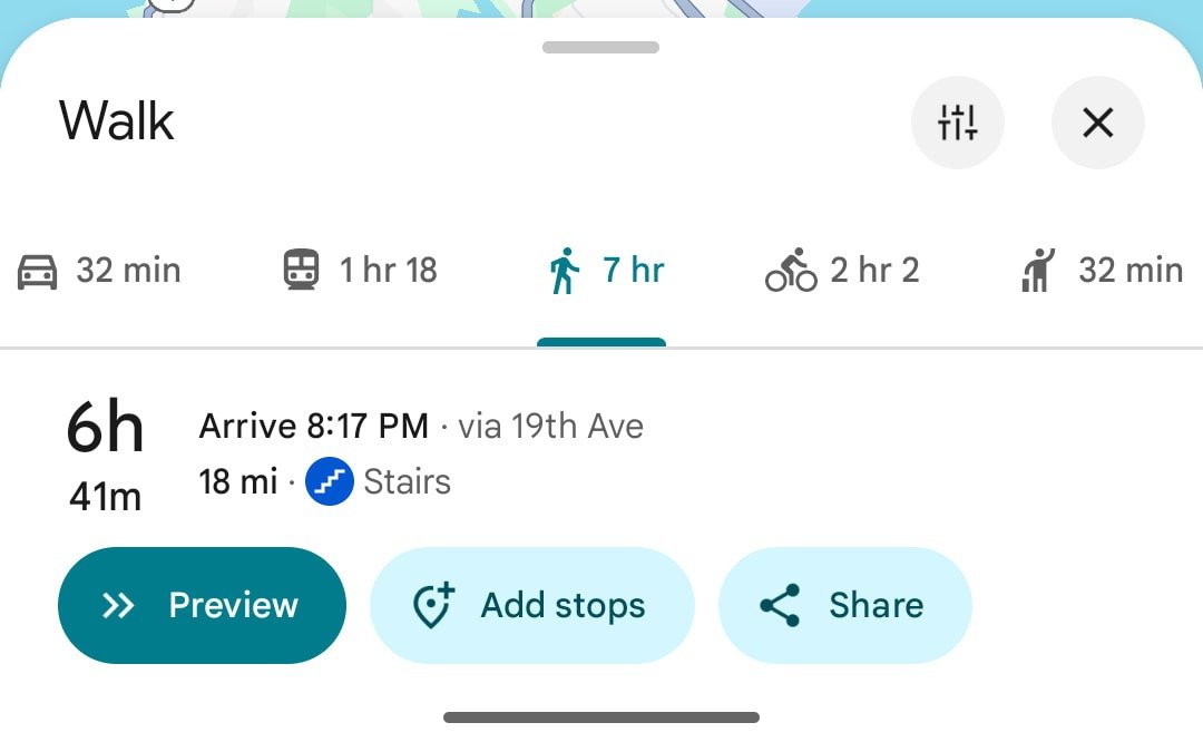 redesigned directions overview in Google Maps
