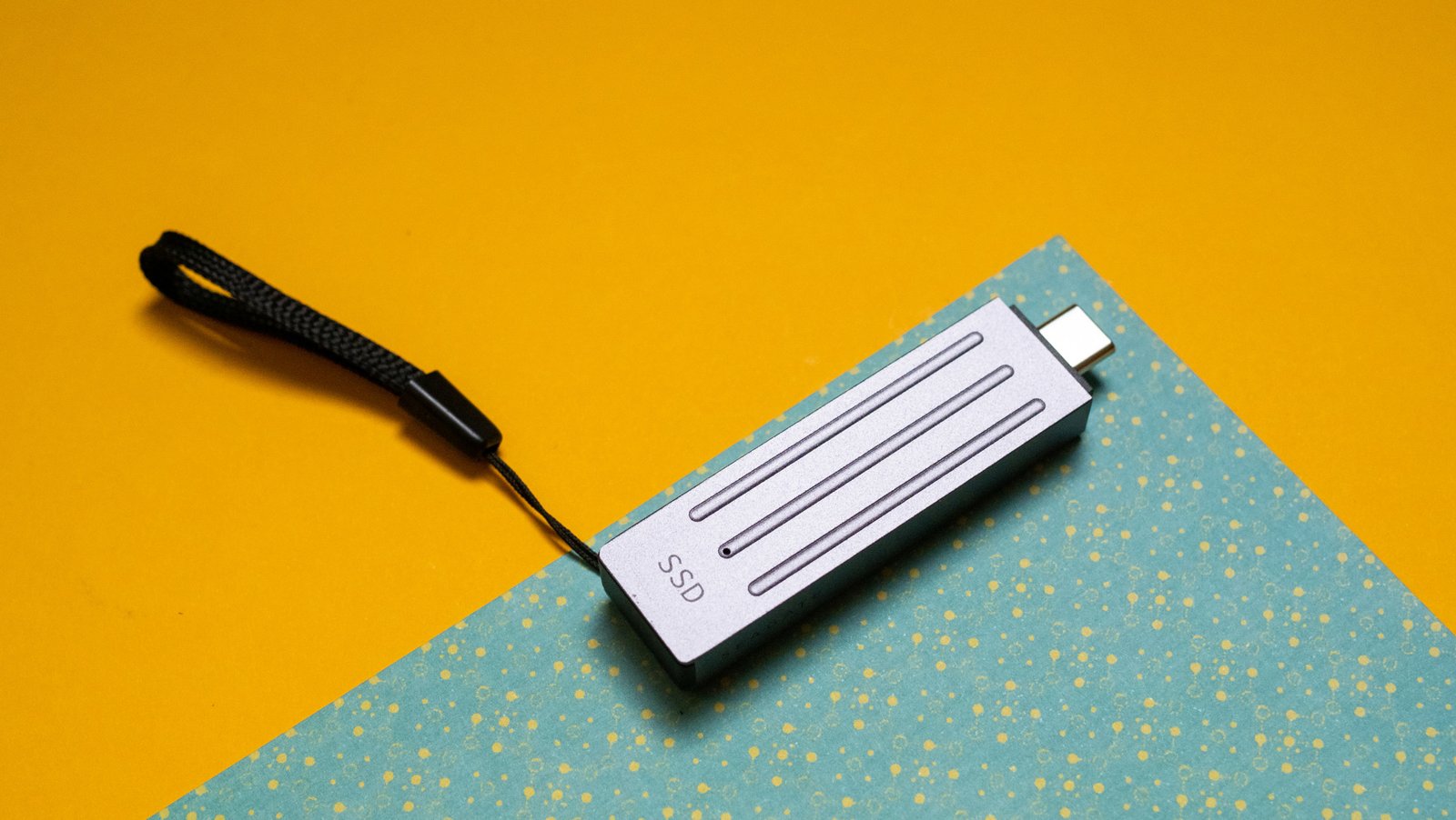 Seagate's Ultra Compact SSD against colorful background