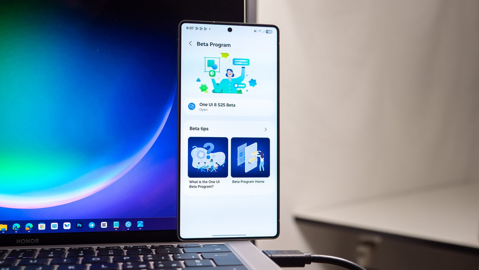 Signing up for the One UI 8 beta on a Samsung Galaxy S25 Ultra