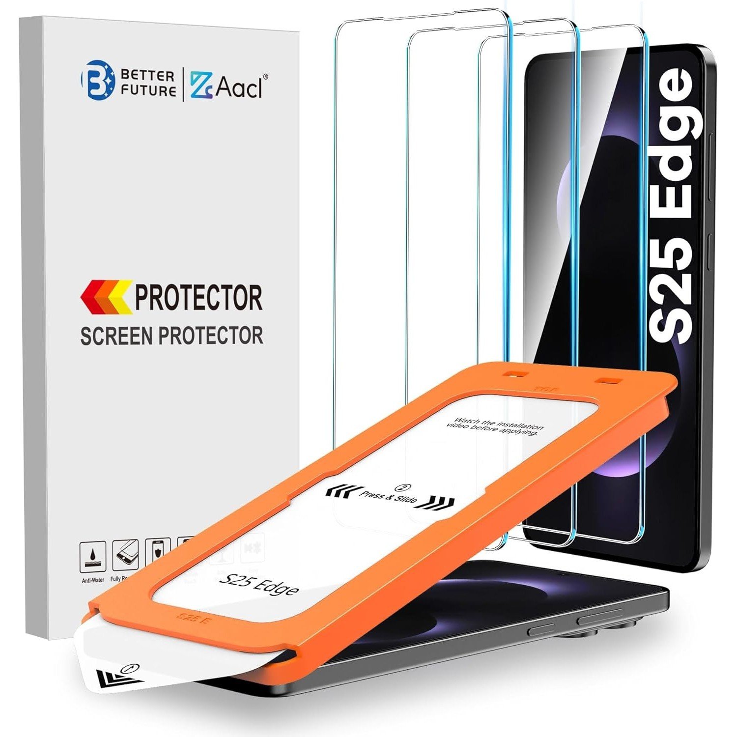 AACL 3-Pack for Samsung Galaxy S25 Edge Screen Protector Tempered Glass