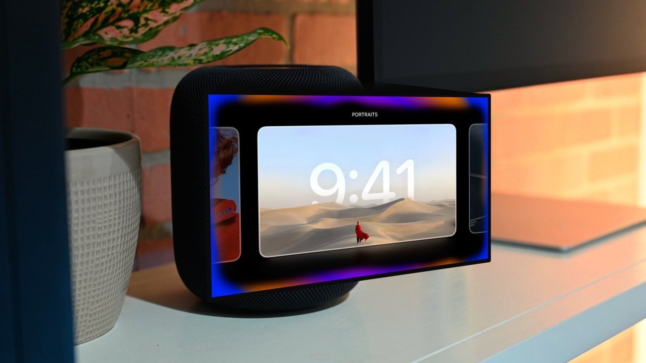 Smart speaker with a display showcasing various information.
