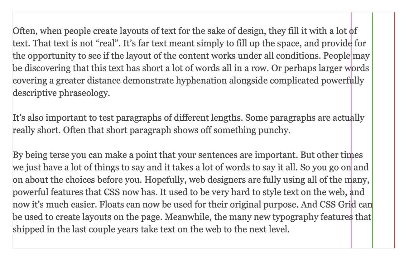 Example of text layout showing CSS design techniques.