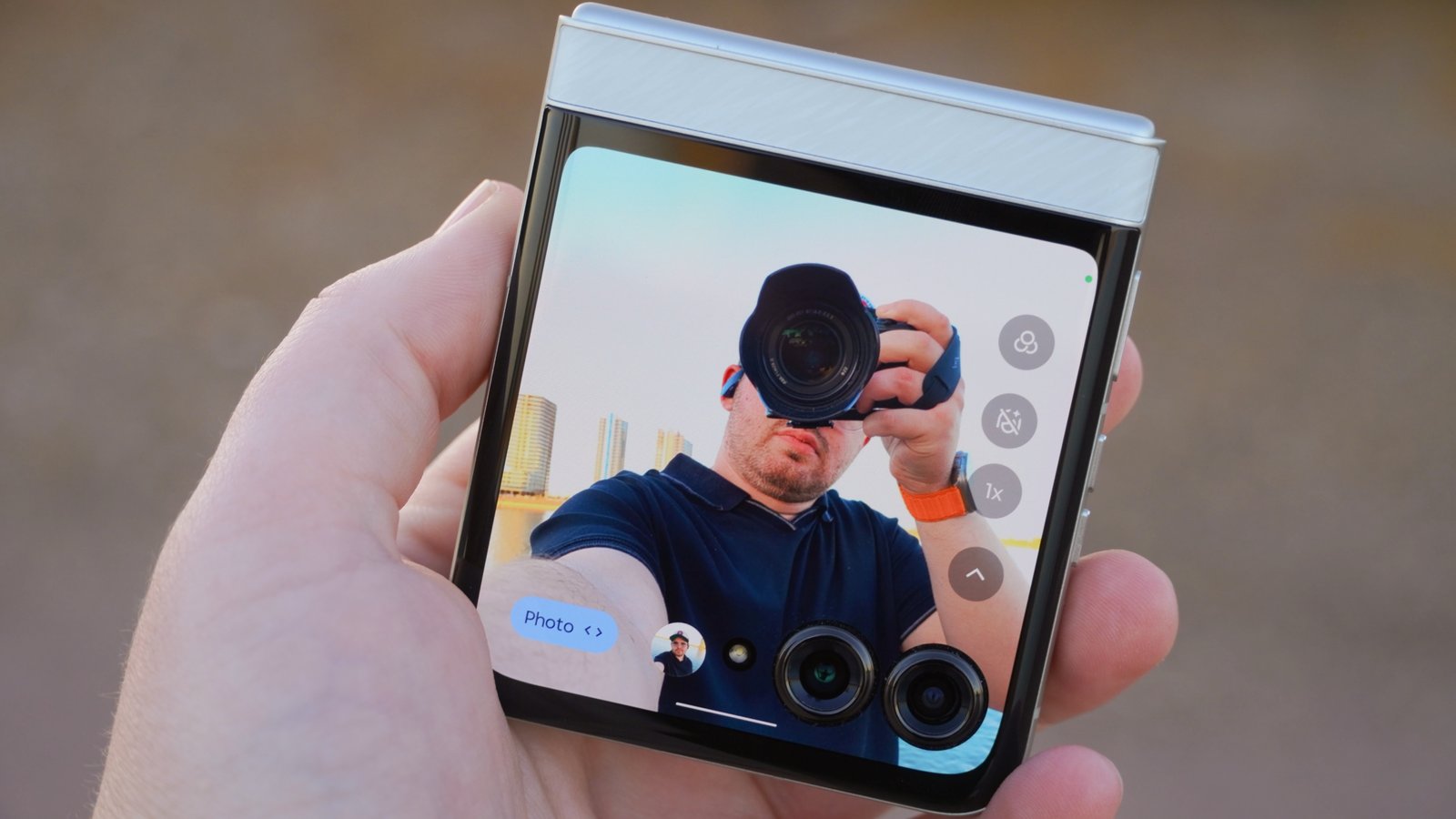 The Motorola Razr 2025 in the Pantone Lightest Sky colorway.