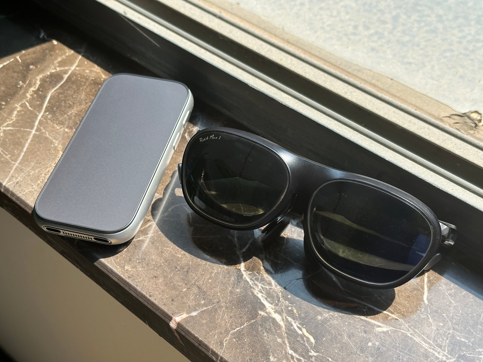 Rokid AR glasses in black with an external YodaOS-Master OS controller