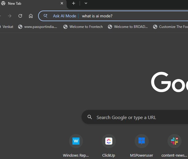A snapshot of Google Chrome's proposed "AI Mode" shortcut for its address bar.